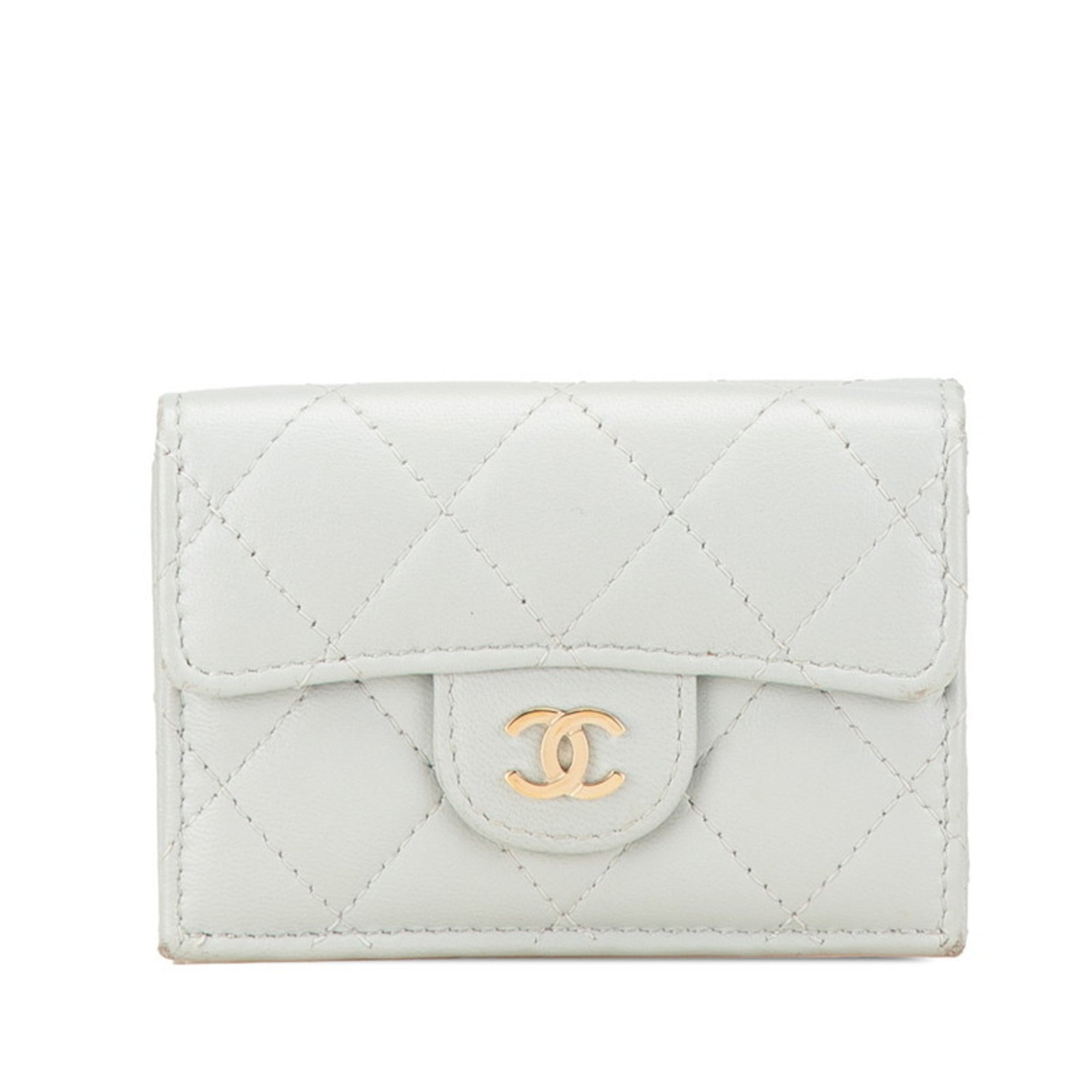 Chanel Gray Leather Wallet (Tri-Fold)