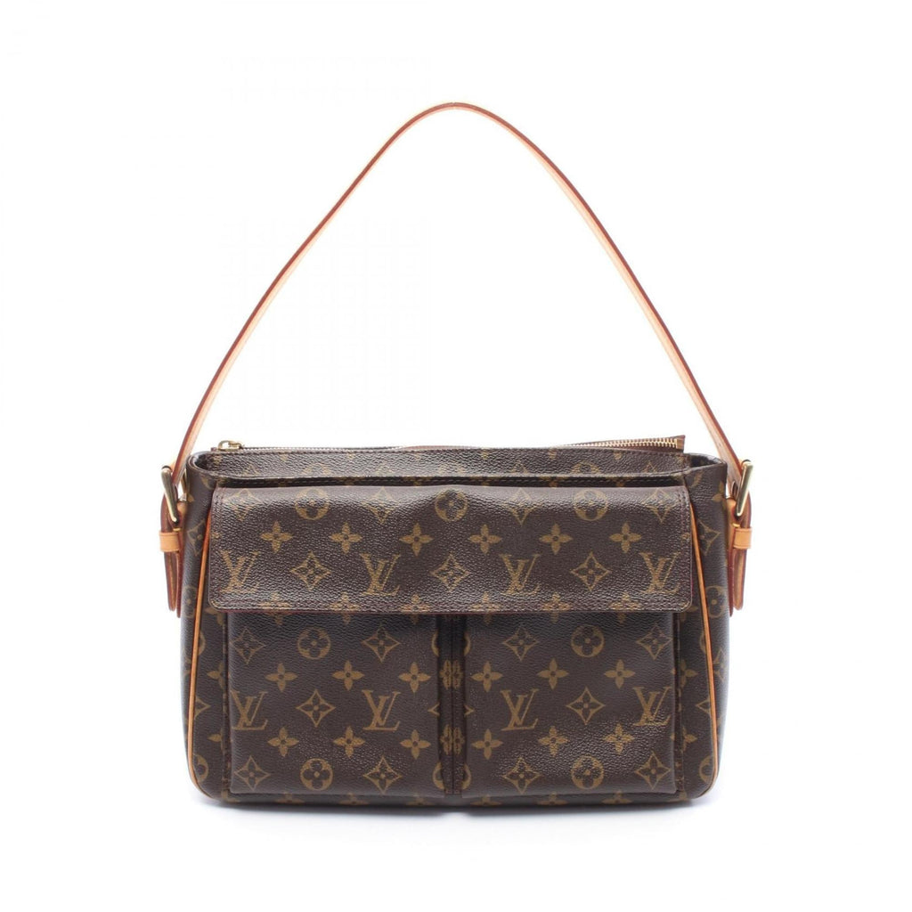 Louis Vuitton Brown Coated Canvas Leather Shoulder Bag