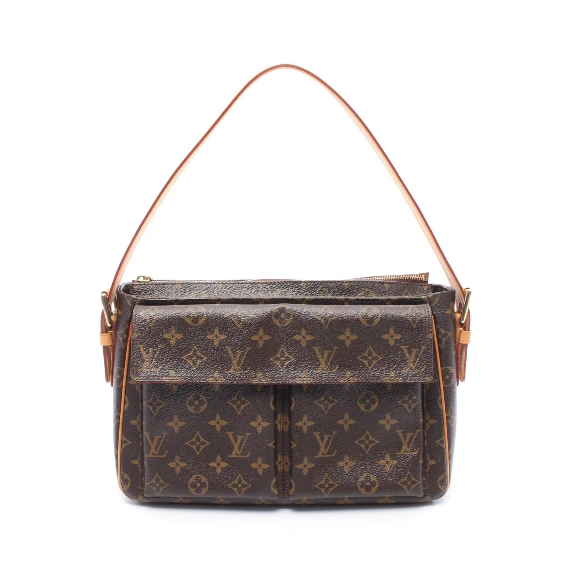 Louis Vuitton Brown Coated Canvas Leather Shoulder Bag