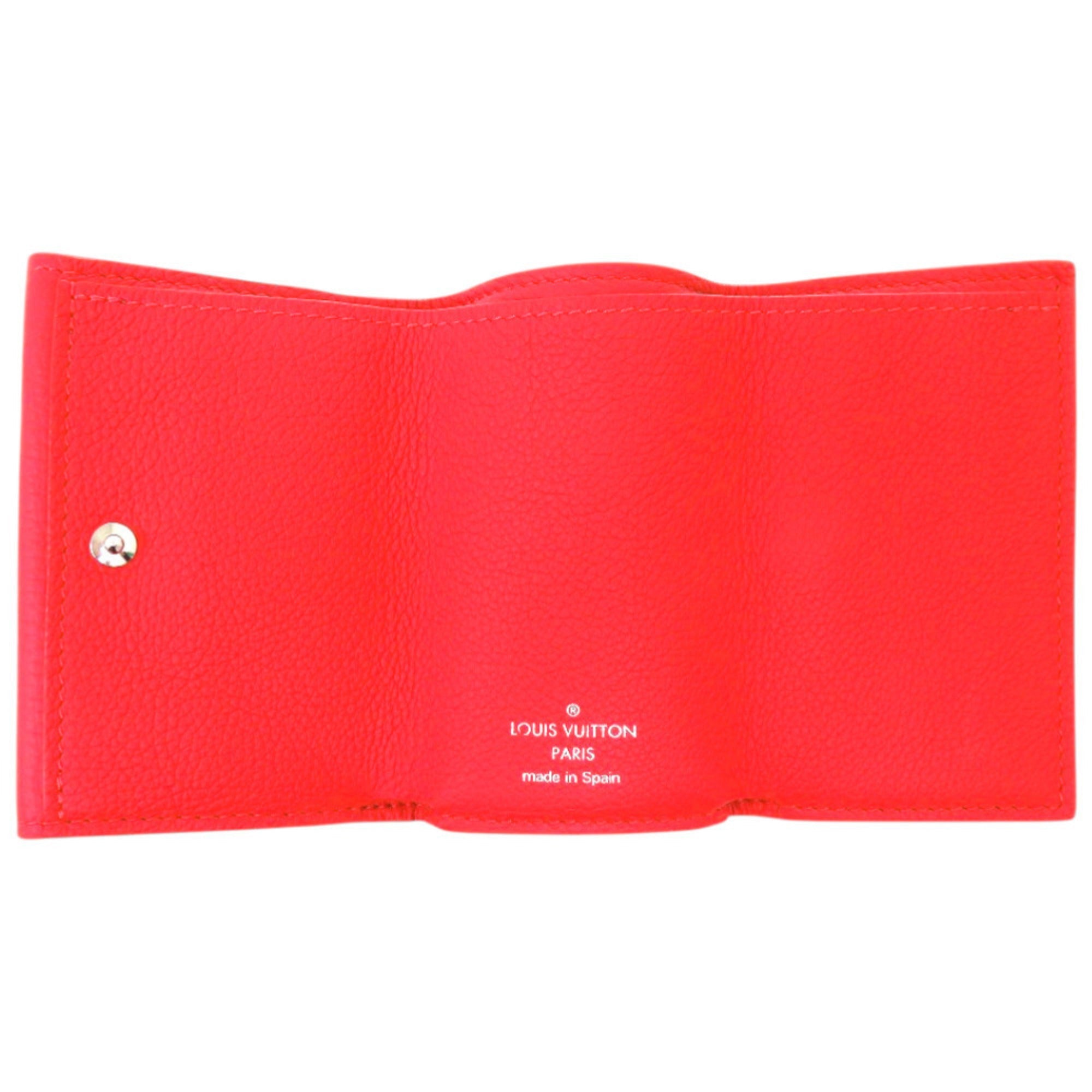 Louis Vuitton Red Color Leather Wallet (Tri-Fold)