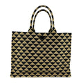 Prada Beige Black Canvas Handbag Tote Bag