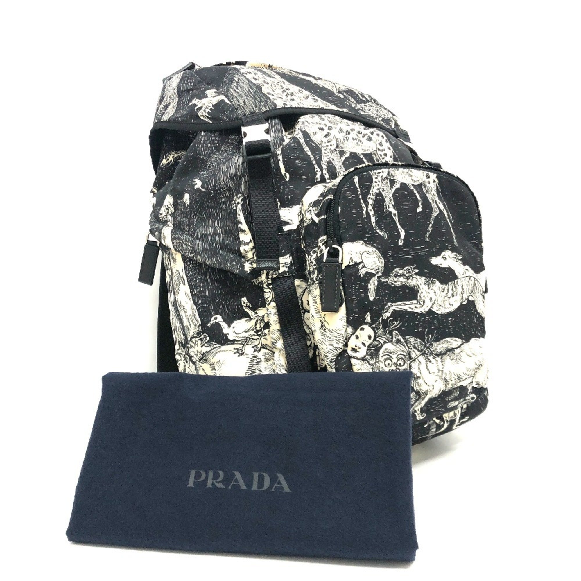 Prada Black White Nylon Backpack