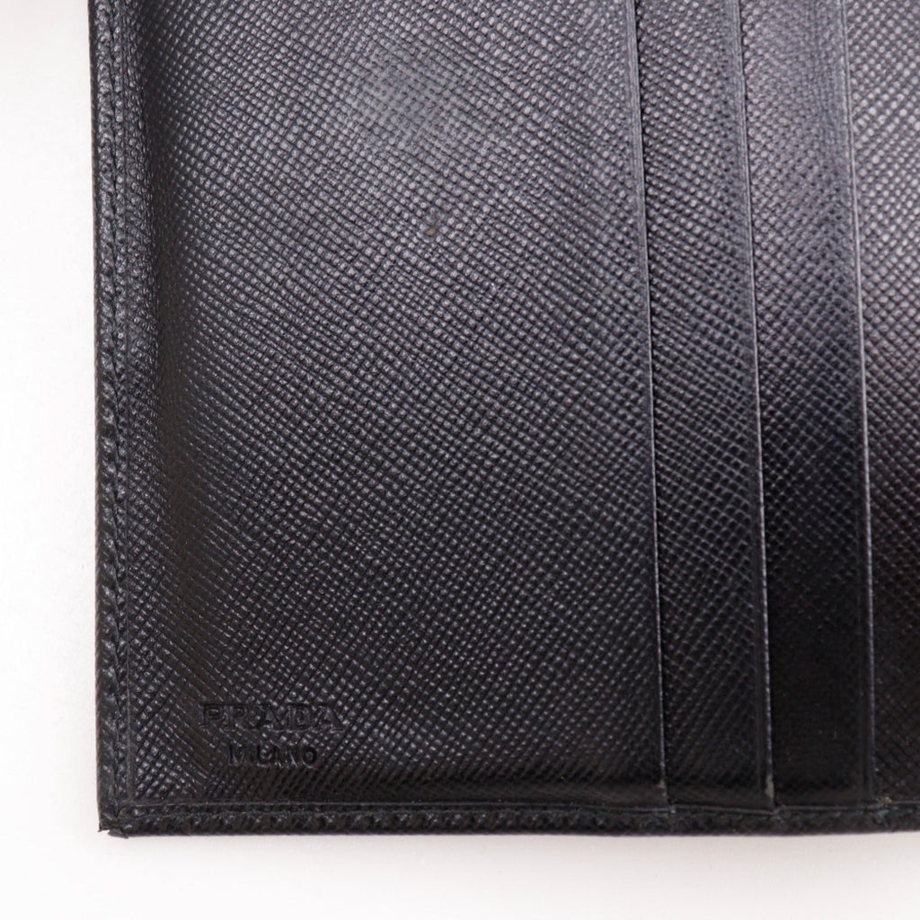 Prada Black Nero Saffiano Triangle Wallet (Bi-Fold)