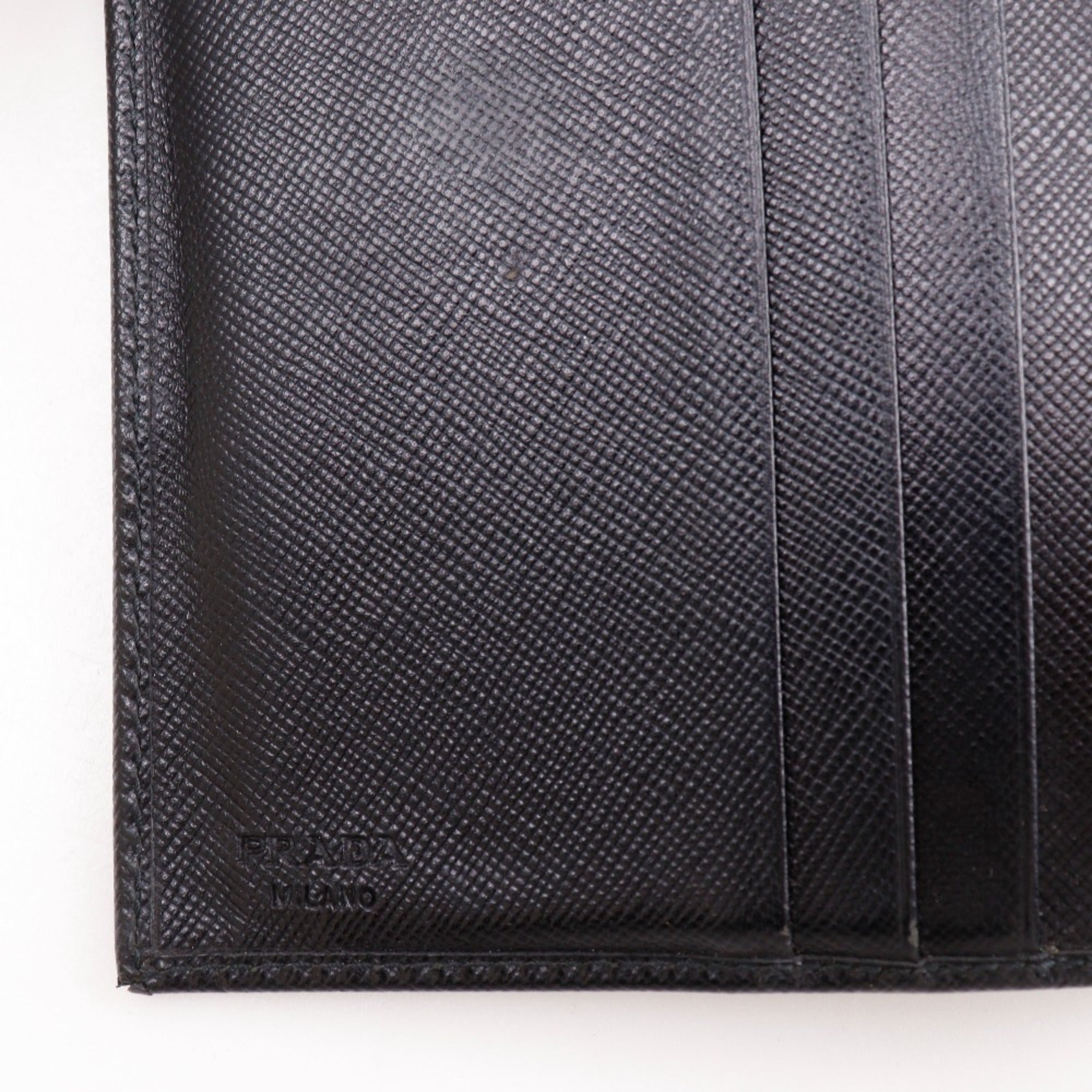 Prada Black Nero Saffiano Triangle Wallet (Bi-Fold)