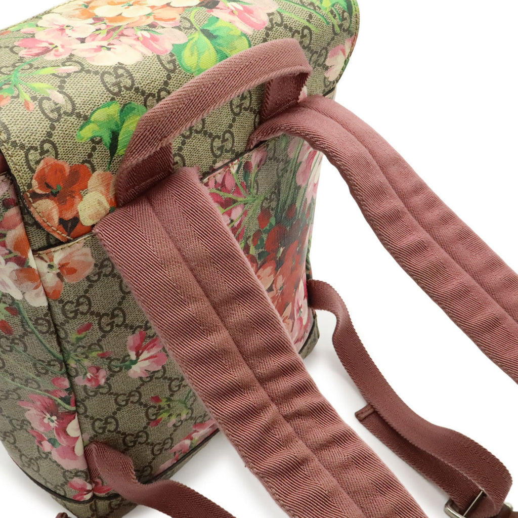 Gucci Gg Blooms Beige Pink Multi-Color Gg Supreme Suede Backpack (Pre-Owned)