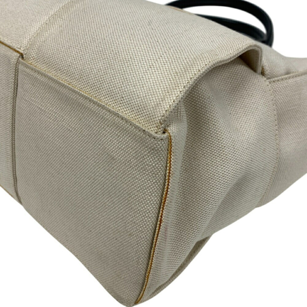 Bottega Veneta Ivory Canvas Leather Handbag