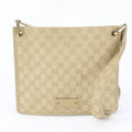 Gucci Beige Leather Canvas Messenger Bag Shoulder Bag (Pre-Owned)