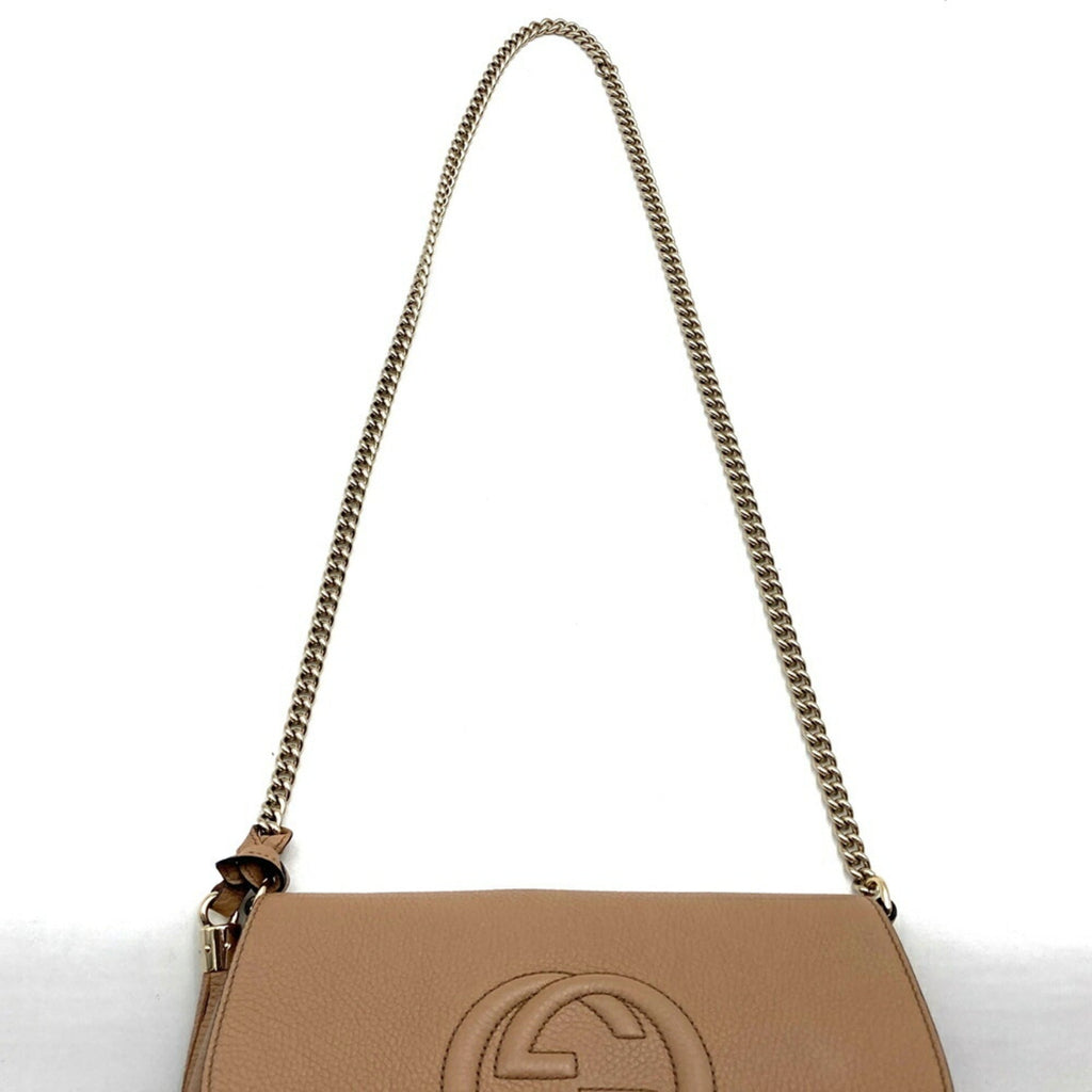 Gucci Soho Beige Leather Shoulder Bag (Pre-Owned)