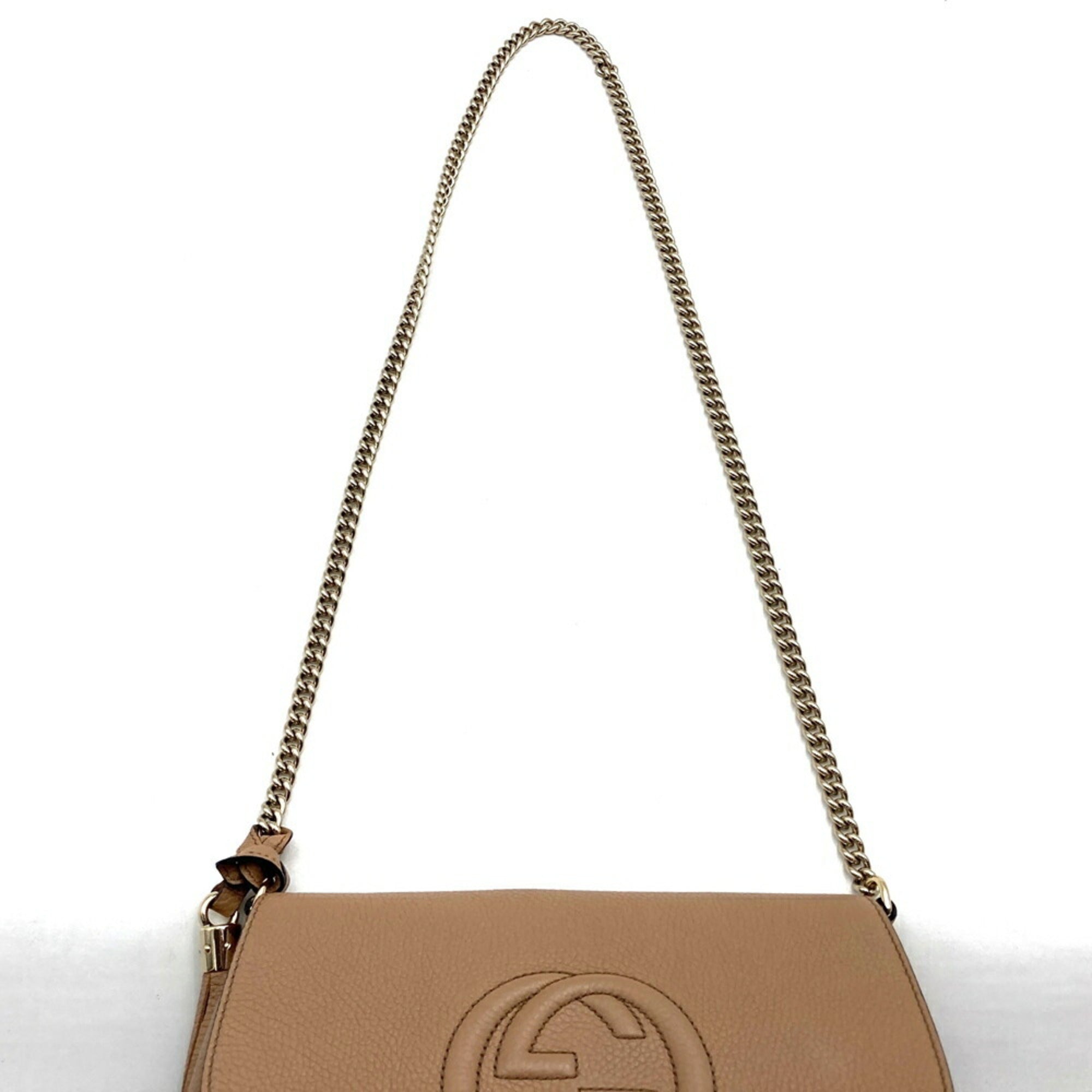 Gucci Soho Beige Leather Shoulder Bag (Pre-Owned)