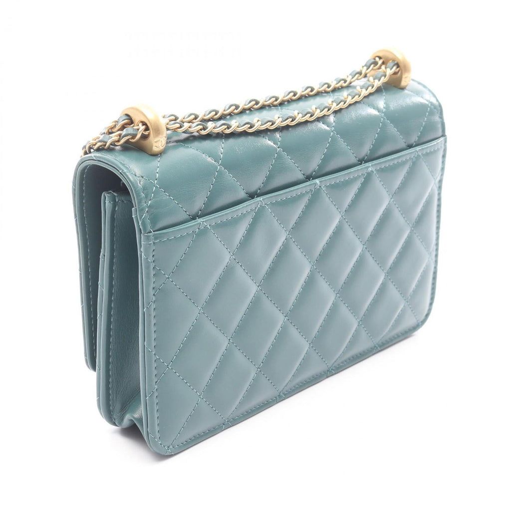 Chanel Green Leather Handbag Shoulder Bag