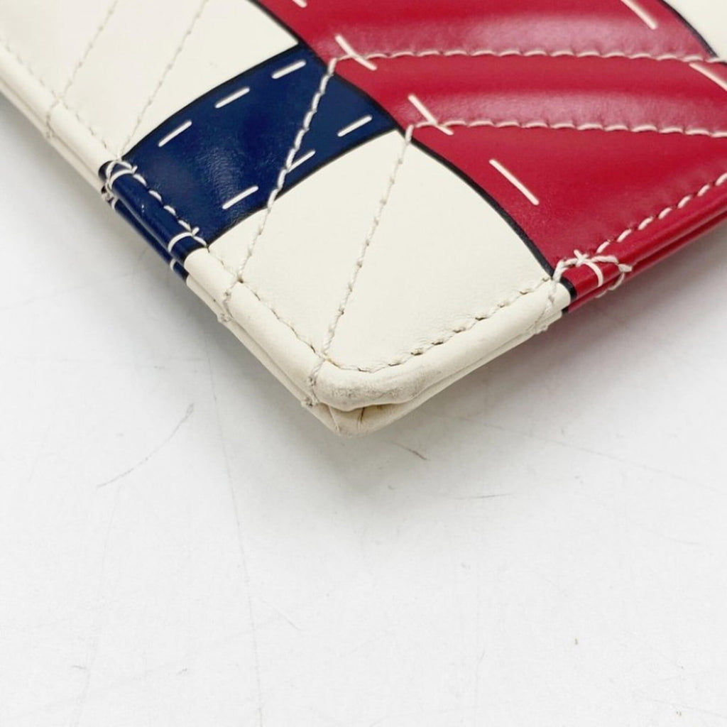 Gucci Ivory Navy Red Color Leather Clutch Bag (Pre-Owned)
