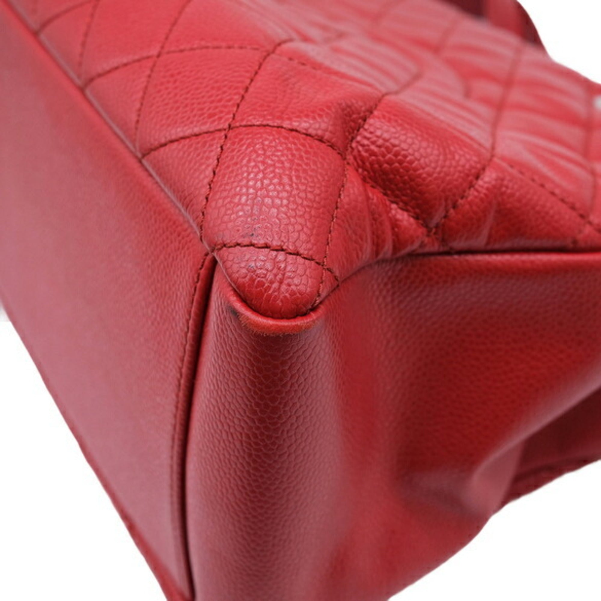 Chanel Red Color Caviar Leather Tote Bag