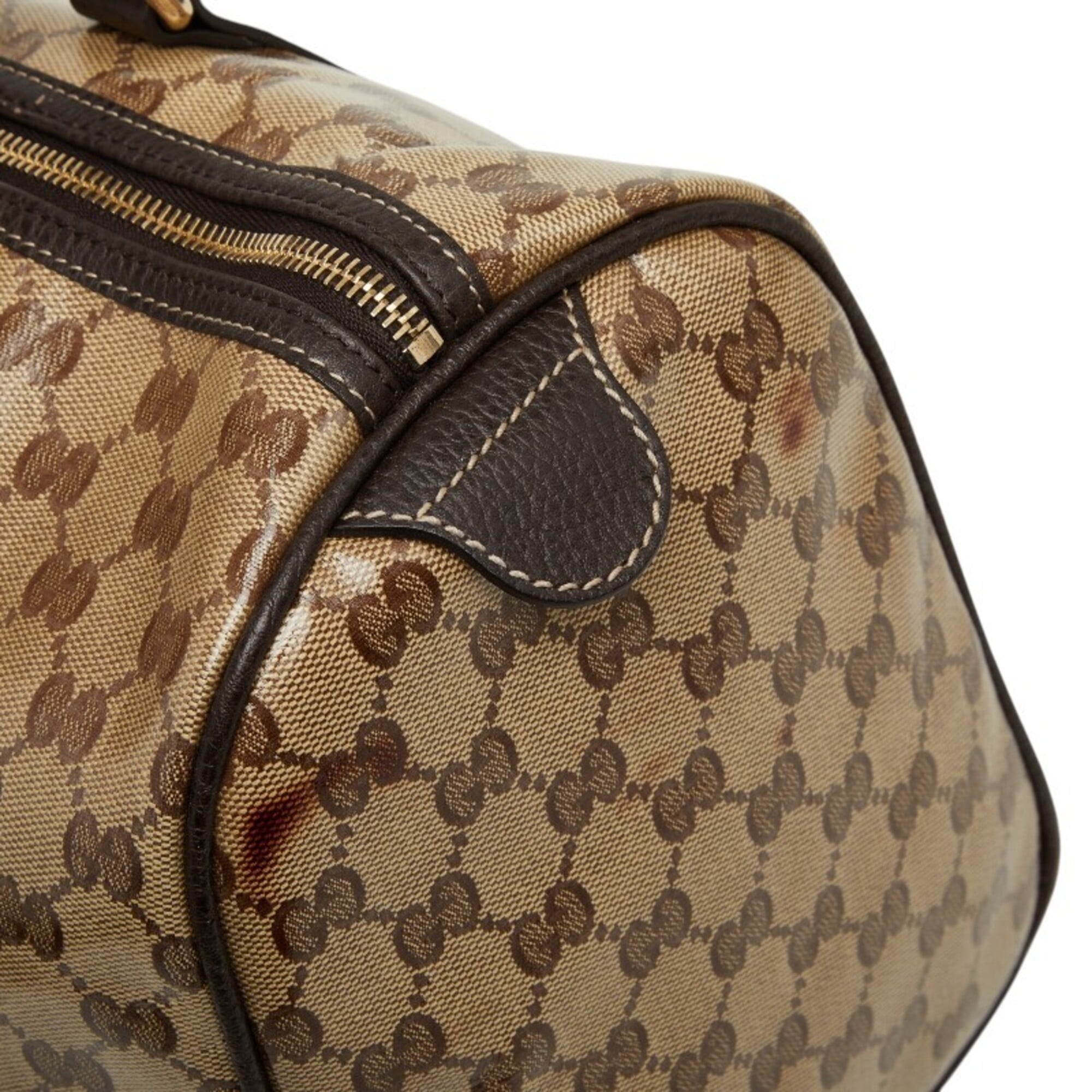 Gucci Beige Brown Pvc Leather Boston Bag Handbag (Pre-Owned)
