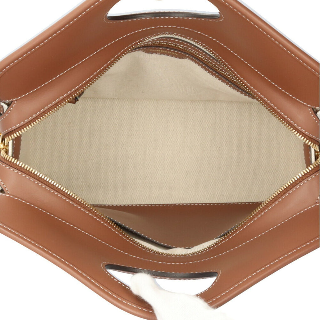 Burberry Beige Brown Canvas Leather Shoulder Bag