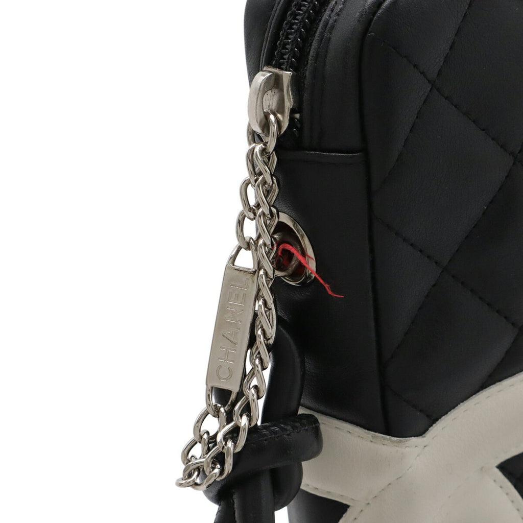 Chanel Black White Leather Shoulder Bag