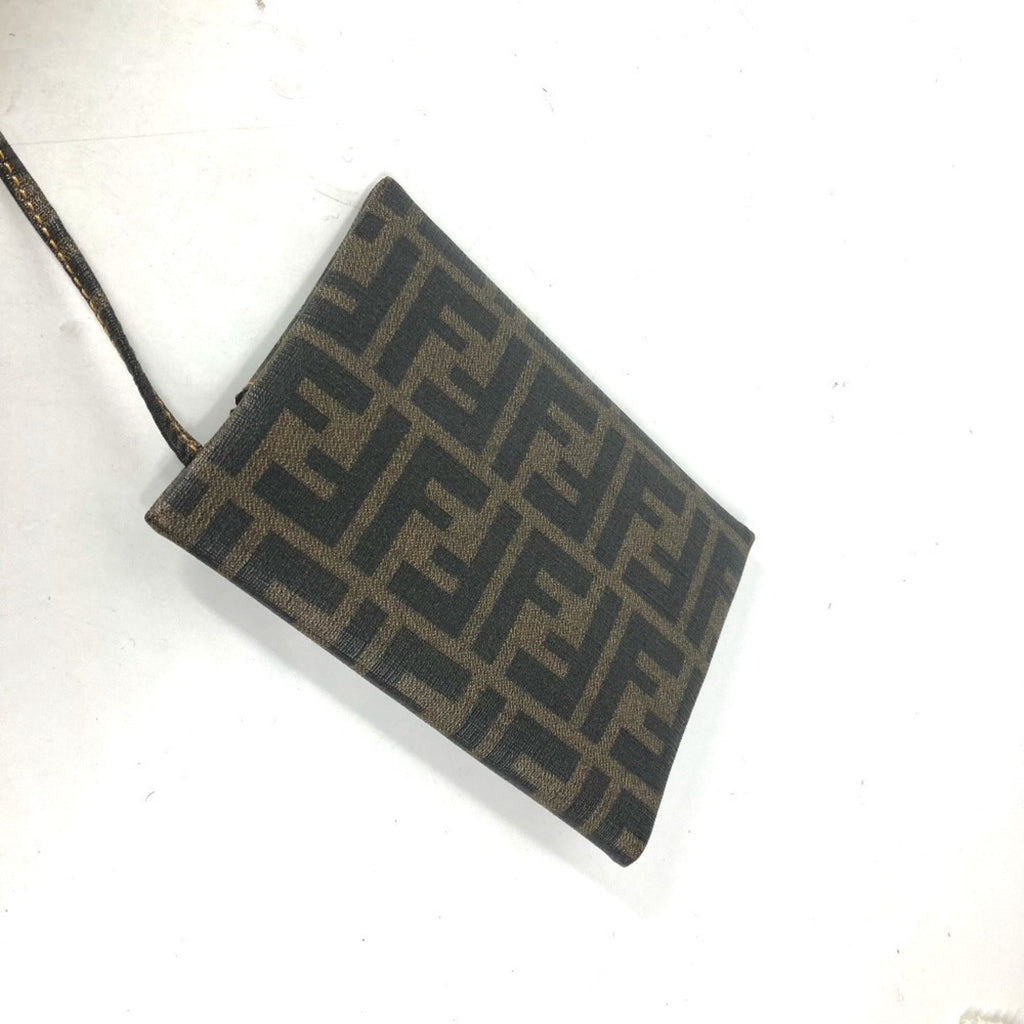 Fendi Brown Leather Beach Bag Pouch Shoulder Bag Tote Bag
