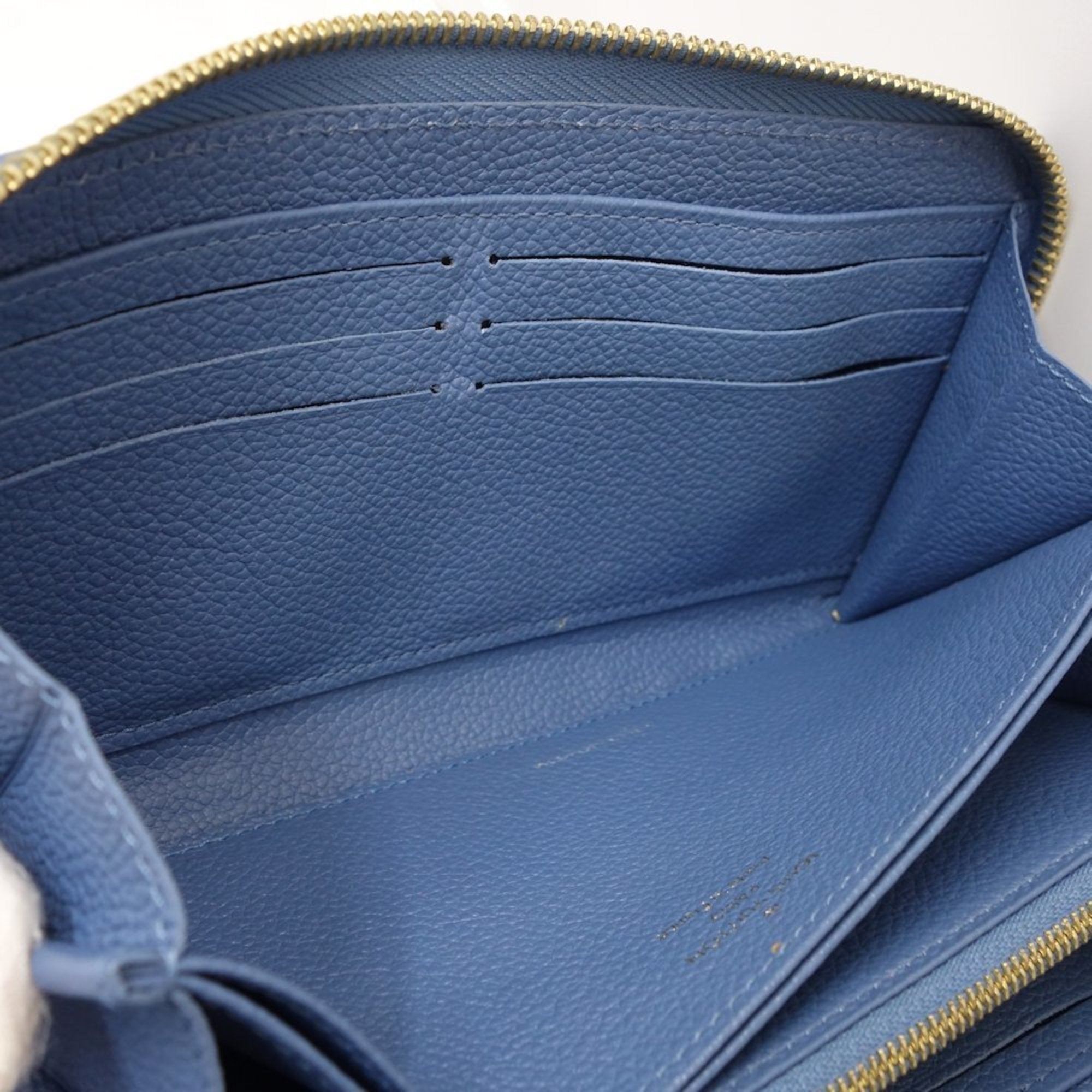 Louis Vuitton Blue Jean Cream Leather Long Wallet