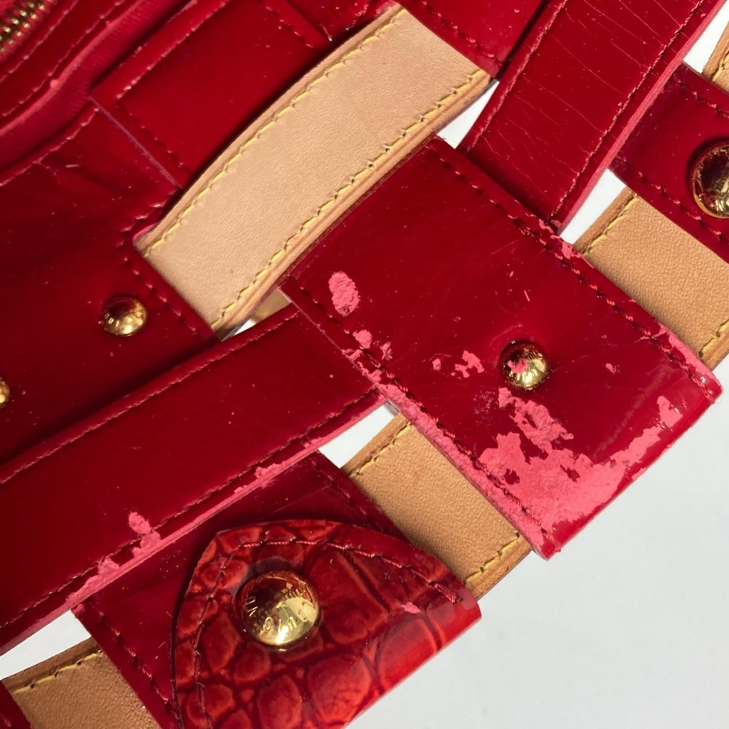 Louis Vuitton Brown Red Color Monogram Patent Leather Shoulder Bag Tote Bag