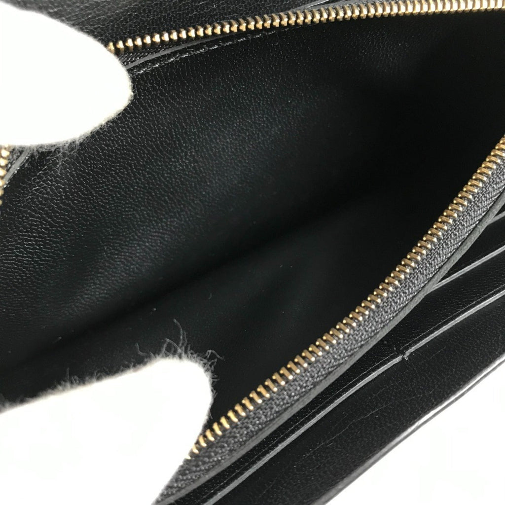 Louis Vuitton Black Leather Long Wallet (Tri-Fold)