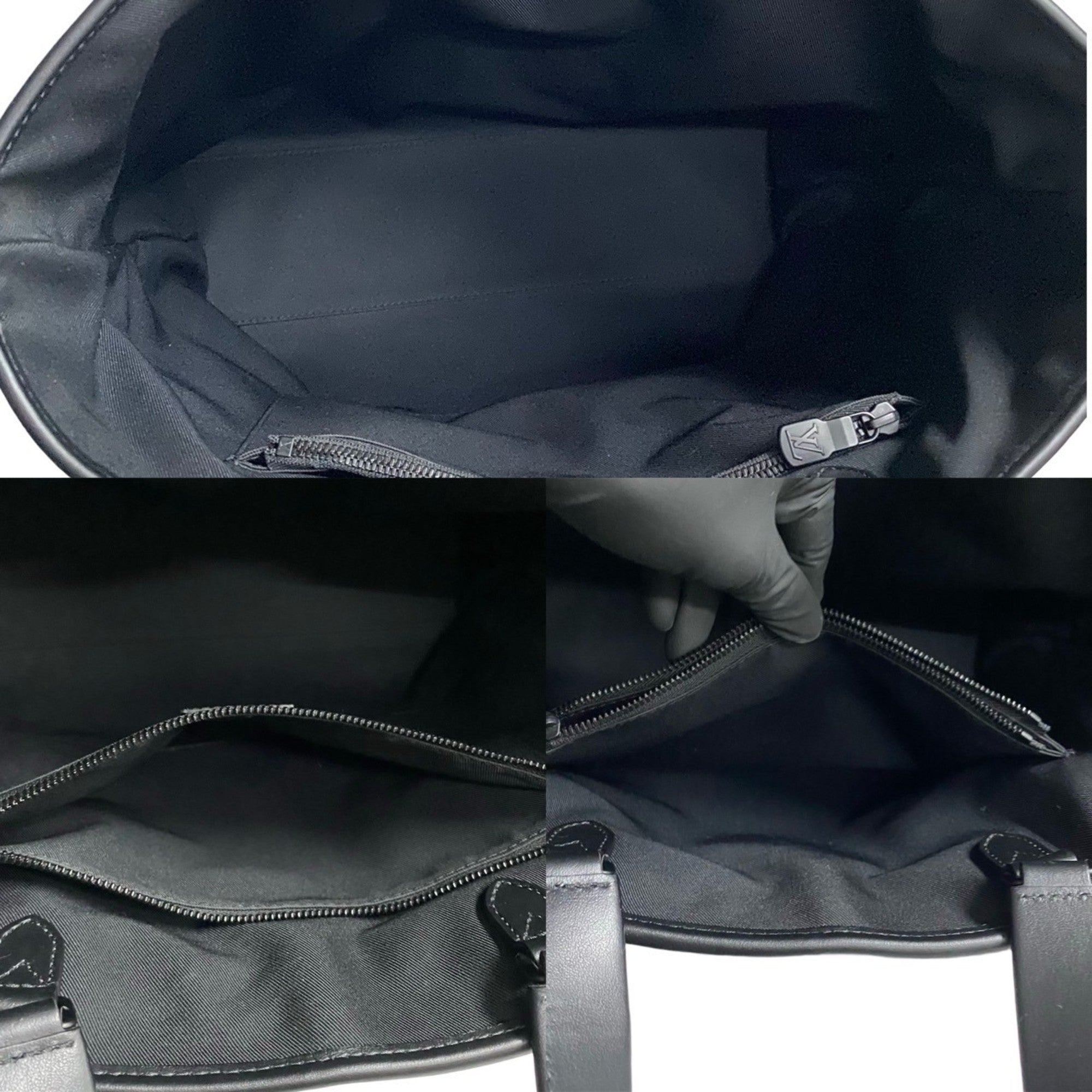 Louis Vuitton Black Leather Shoulder Bag Tote Bag