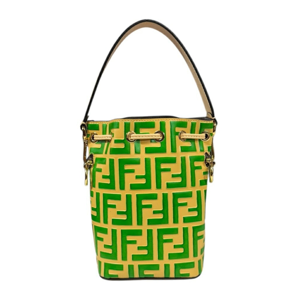 Fendi Beige Green Leather Shoulder Bag