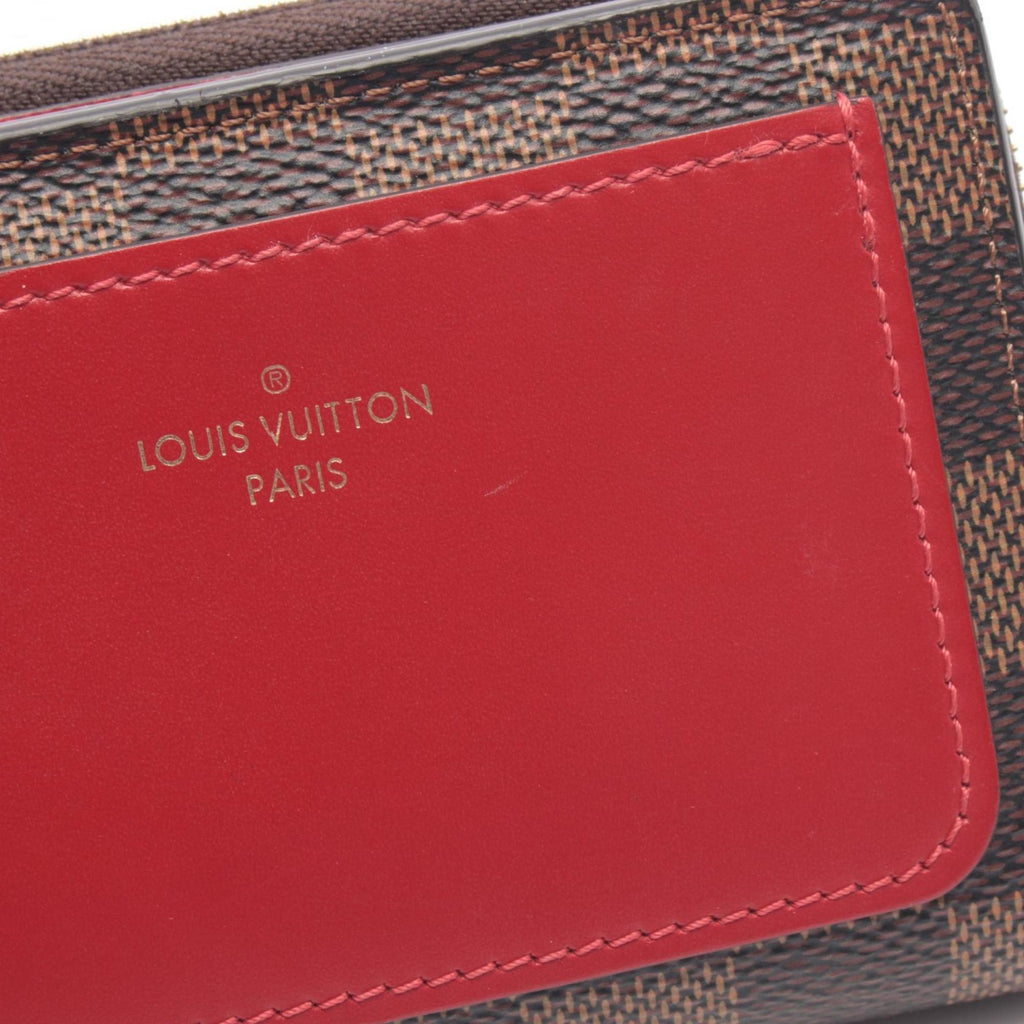 Louis Vuitton Brown Damier Canvas Red Color Damier Canvas Wallet