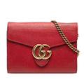 Gucci Red Color Leather Shoulder Bag (Pre-Owned)