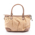 Gucci Beige Canvas Leather Handbag (Pre-Owned)