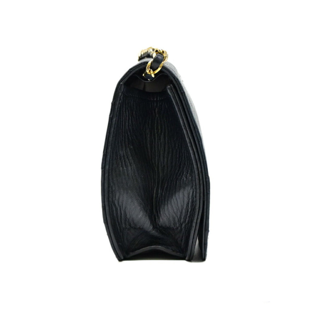 Chanel Black Leather Clutch Bag Shoulder Bag