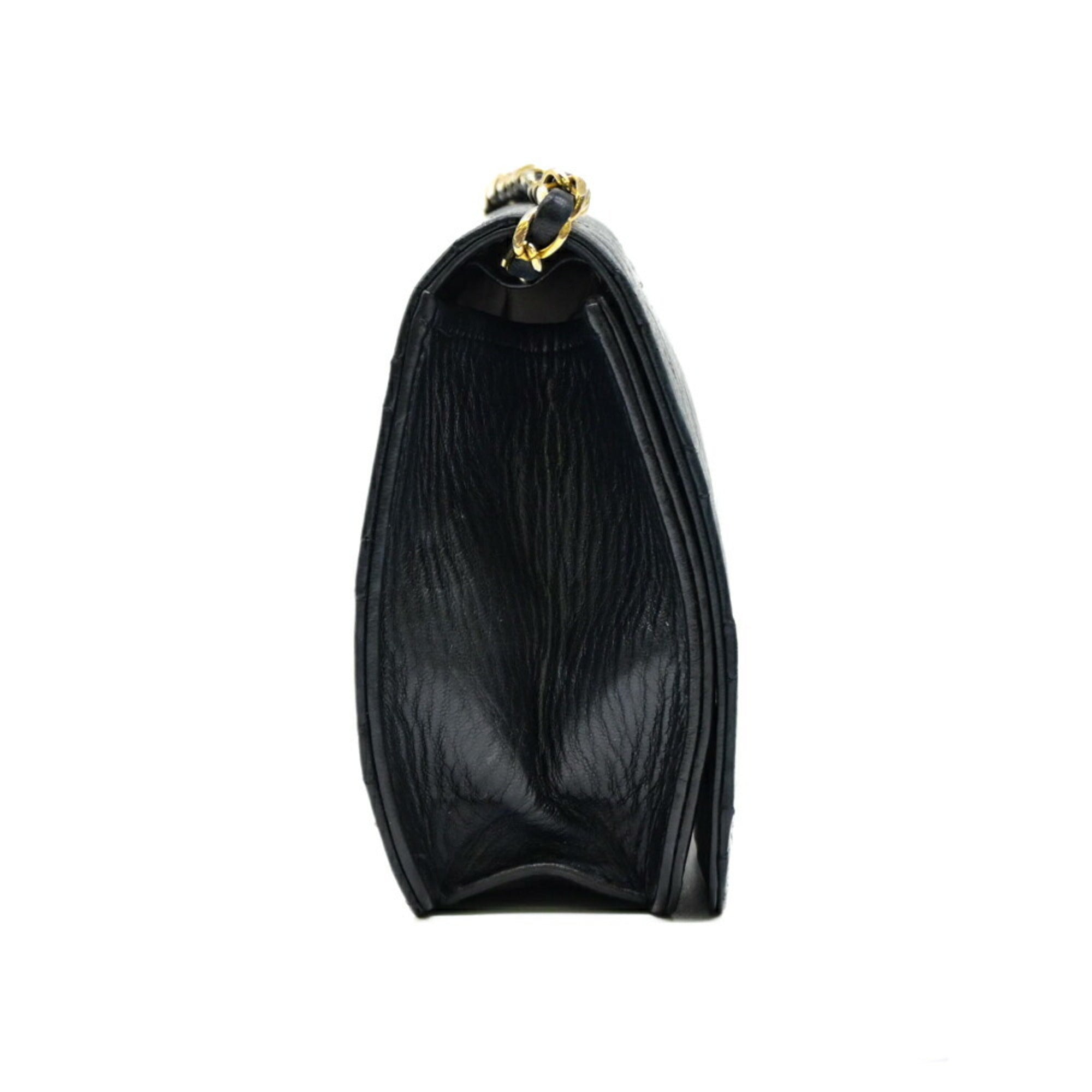 Chanel Black Leather Clutch Bag Shoulder Bag