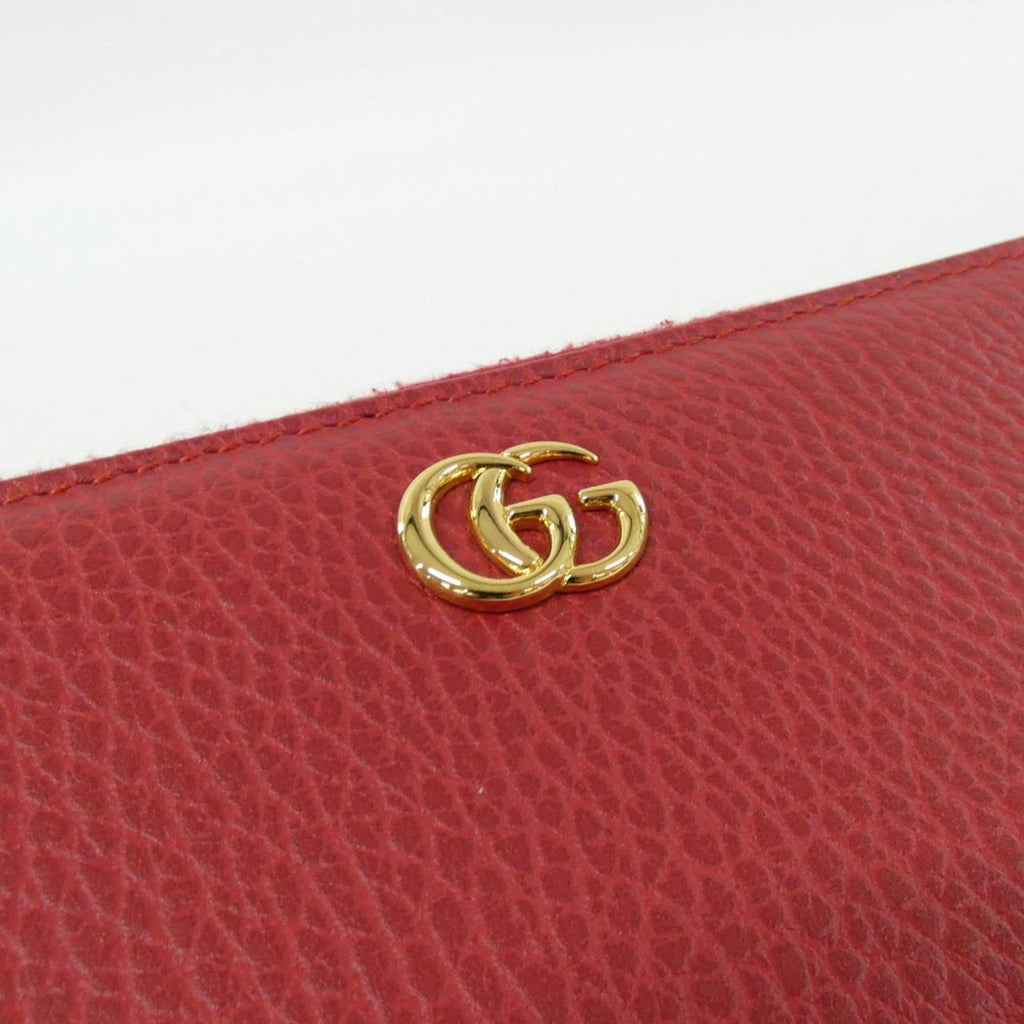 Gucci Red Color Leather Long Wallet (Bi-Fold) (Pre-Owned)