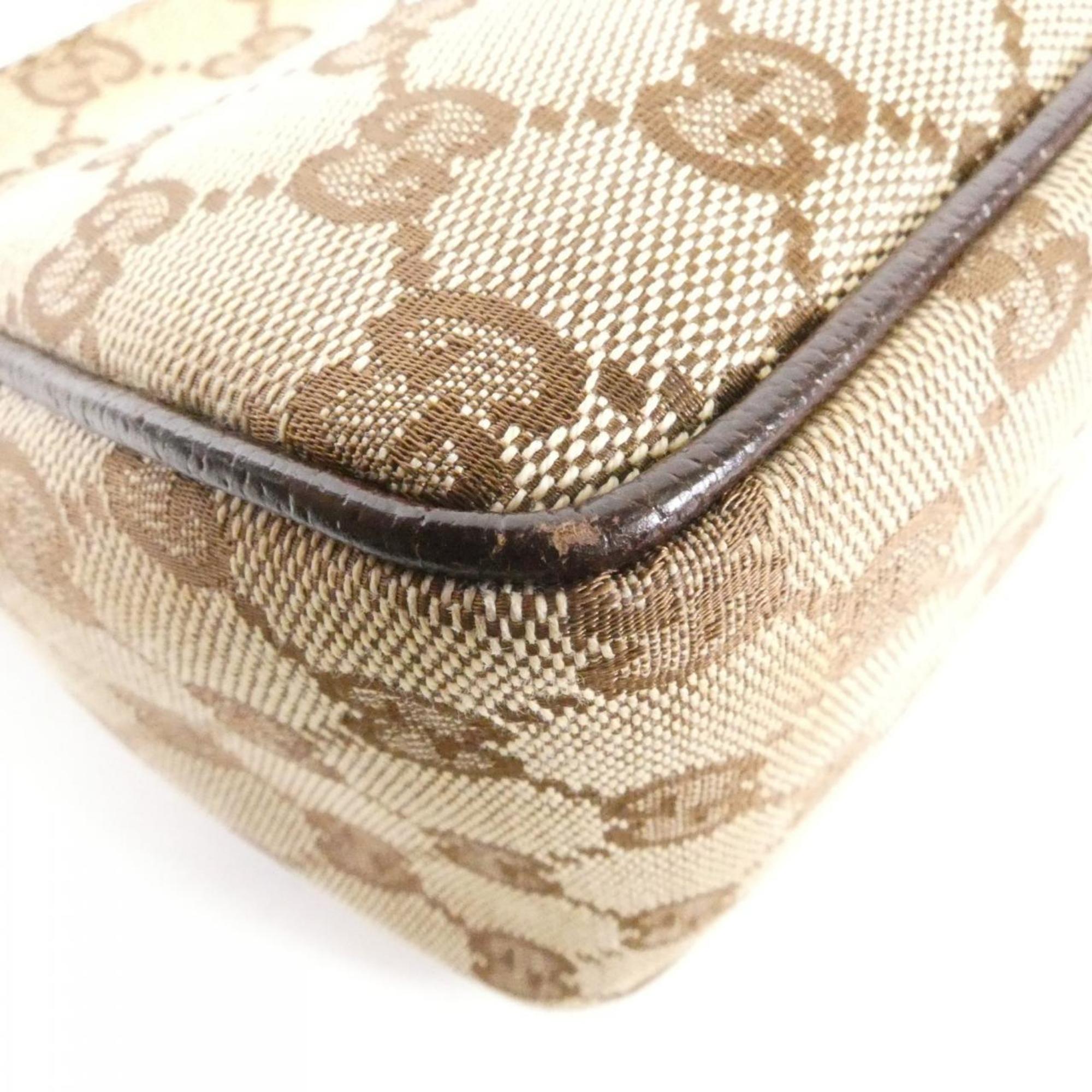 Gucci Beige Brown Gg Canvas Pouch (Pre-Owned)