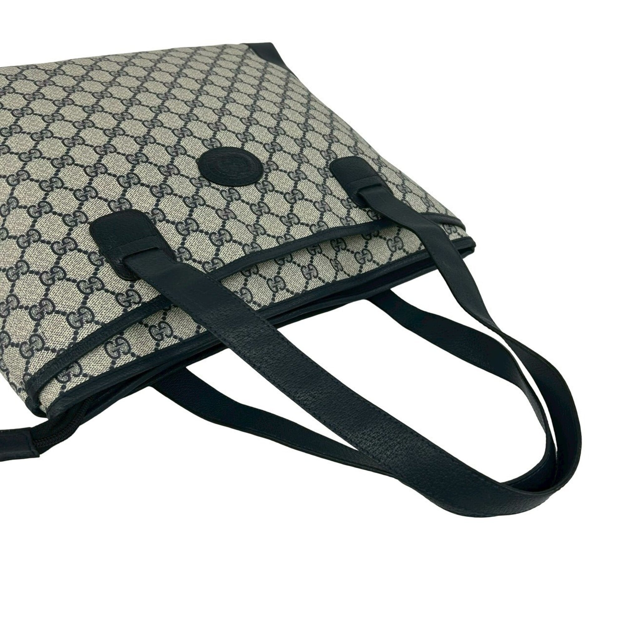 Gucci Navy Pvc Leather Handbag Shoulder Bag Tote Bag (Pre-Owned)