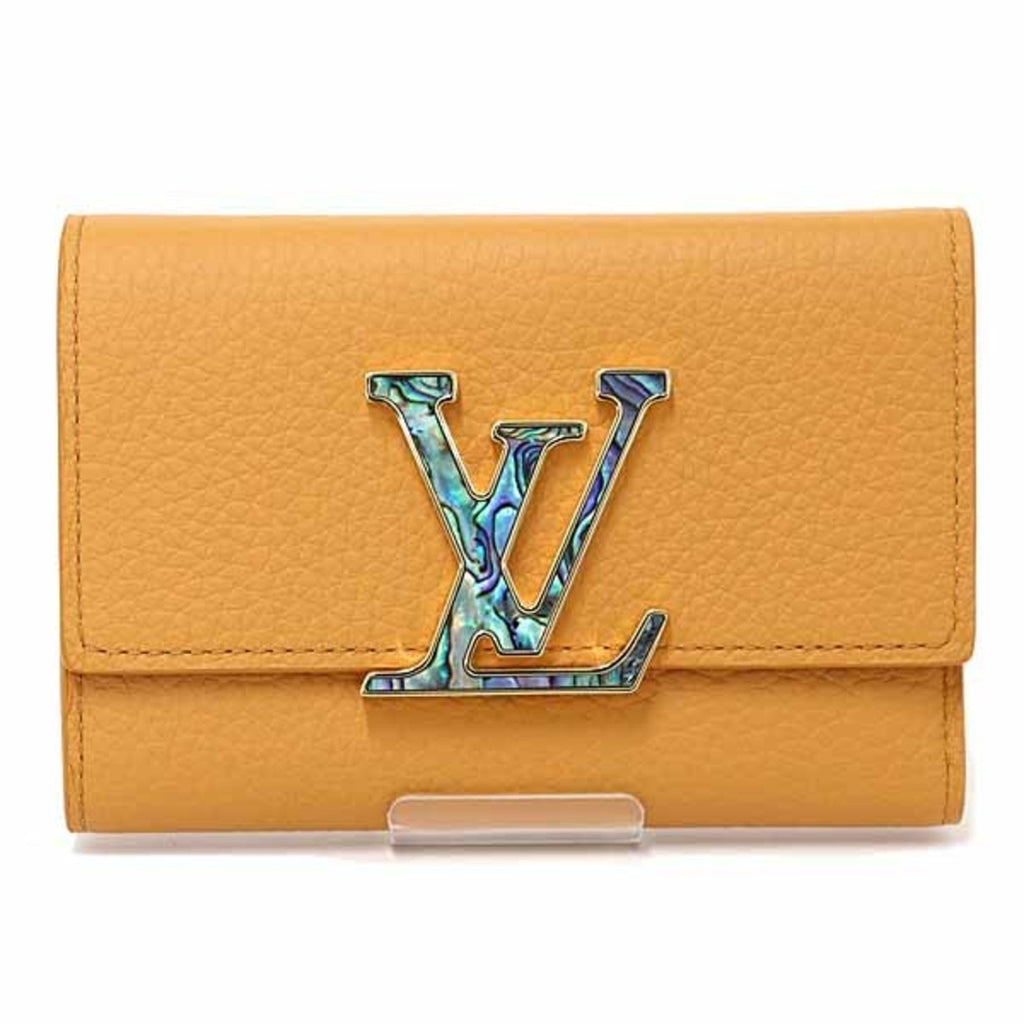 Louis Vuitton Orange Saffron Yellow Leather Wallet (Tri-Fold)