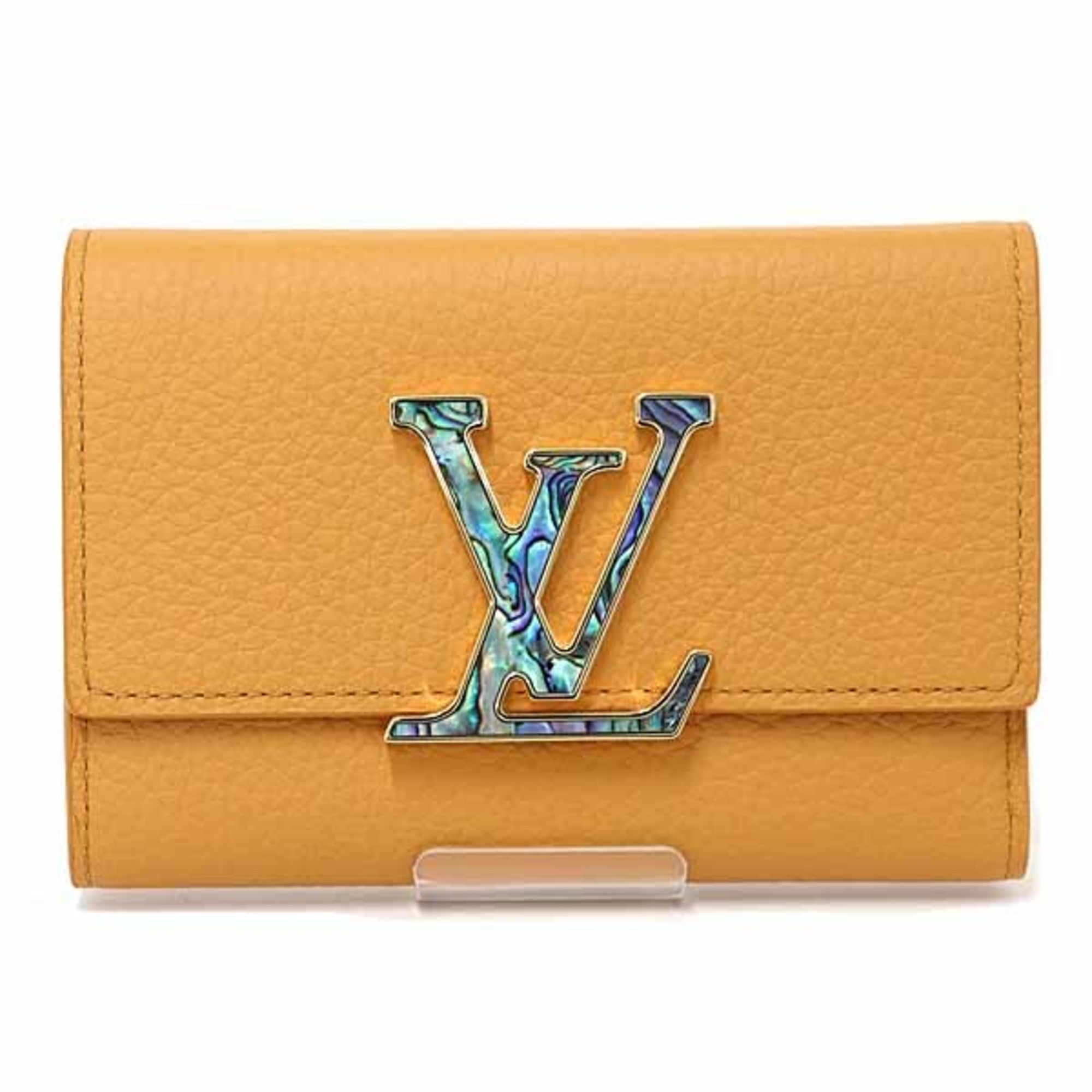 Louis Vuitton Orange Saffron Yellow Leather Wallet (Tri-Fold)