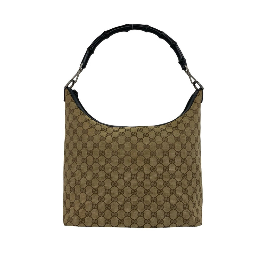 Gucci Brown Canvas Leather Handbag Shoulder Bag Tote Bag (Pre-Owned)
