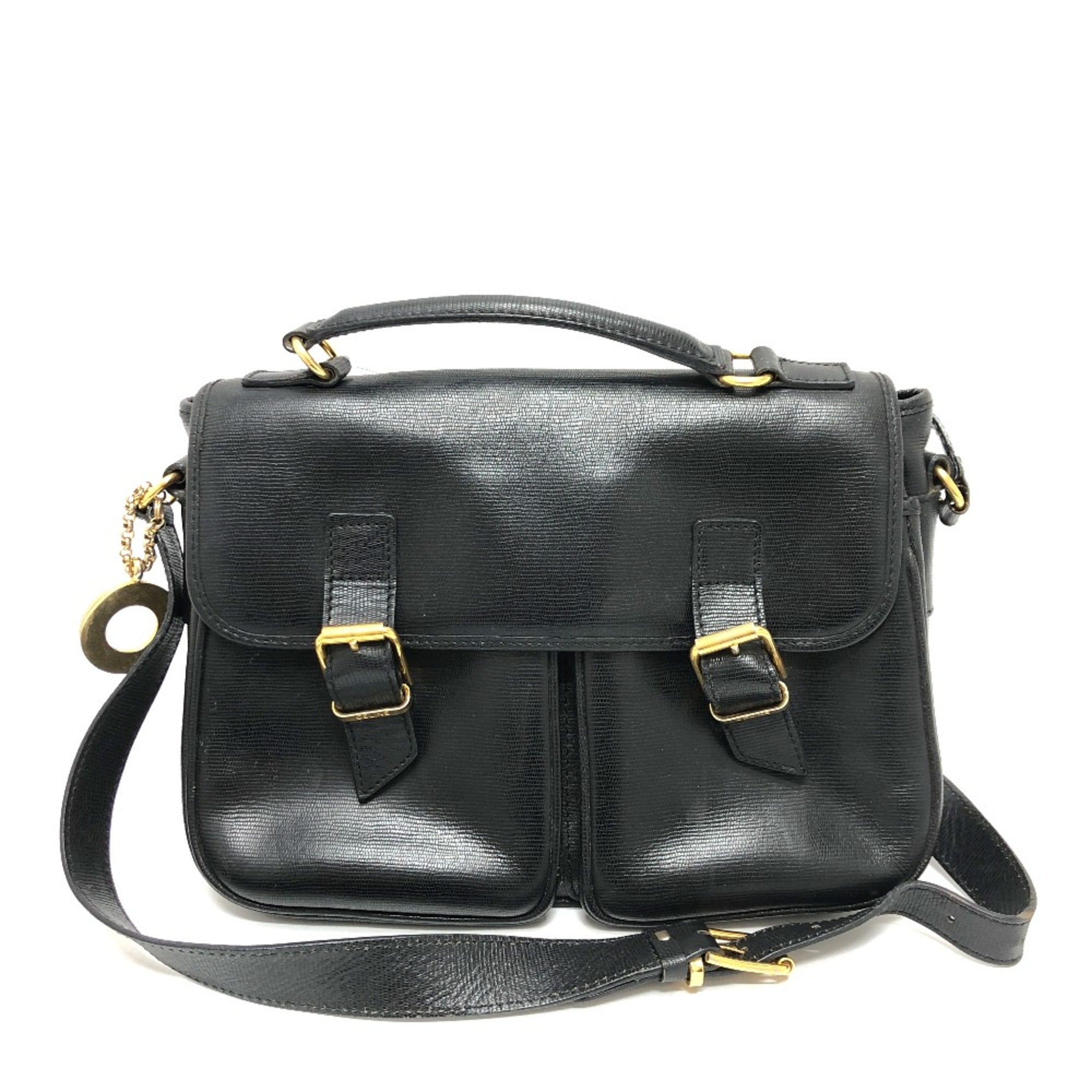 Celine Black Leather Shoulder Bag