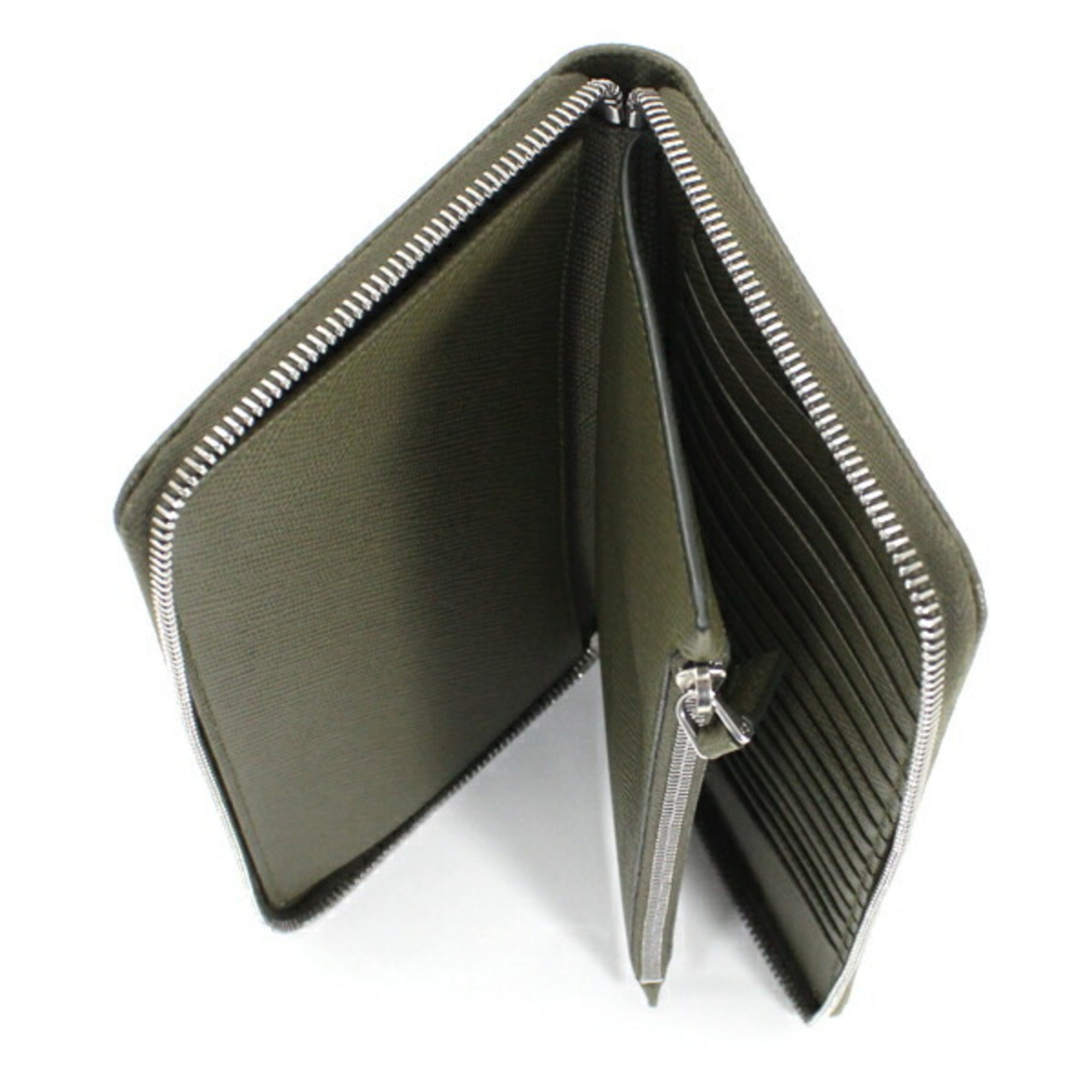 Prada Khaki Saffiano Long Wallet (Bi-Fold)