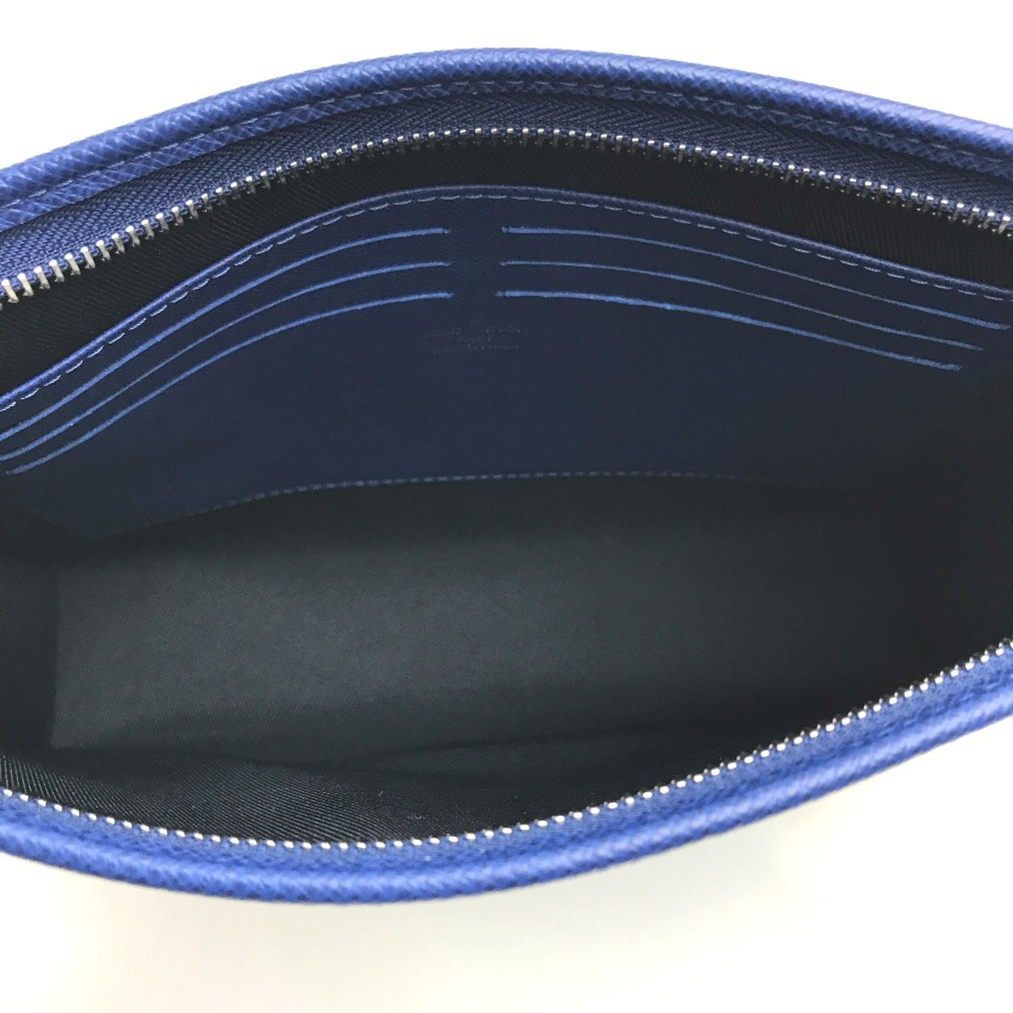 Louis Vuitton Blue Cobalt Taiga Leather Clutch Bag Pochette Pouch