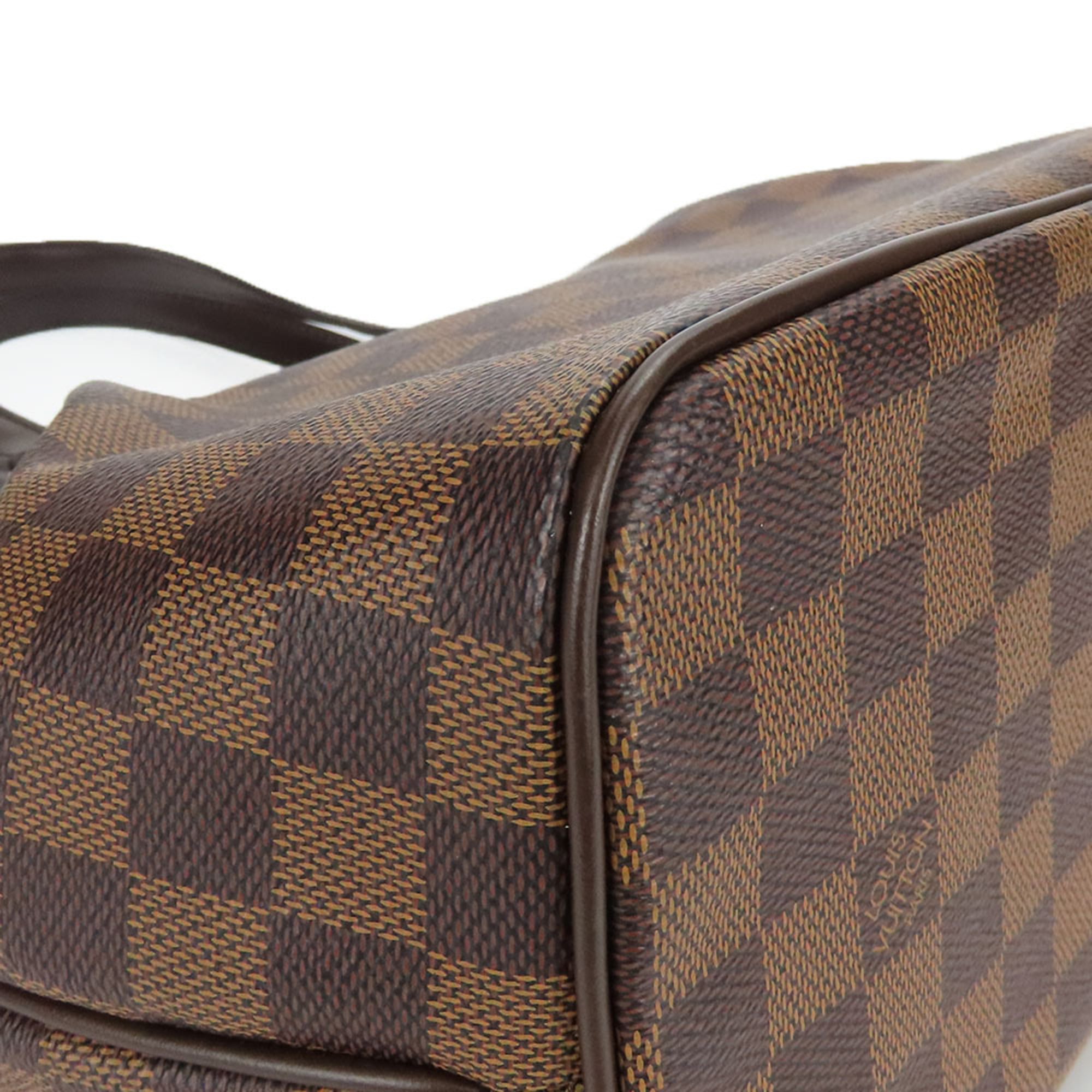Louis Vuitton Brown Damier Canvas Leather Tote Bag