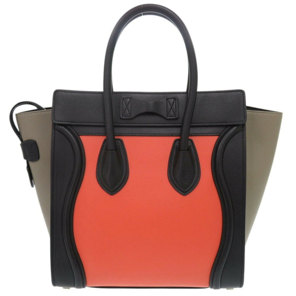 Celine Beige Black Orange Leather Handbag