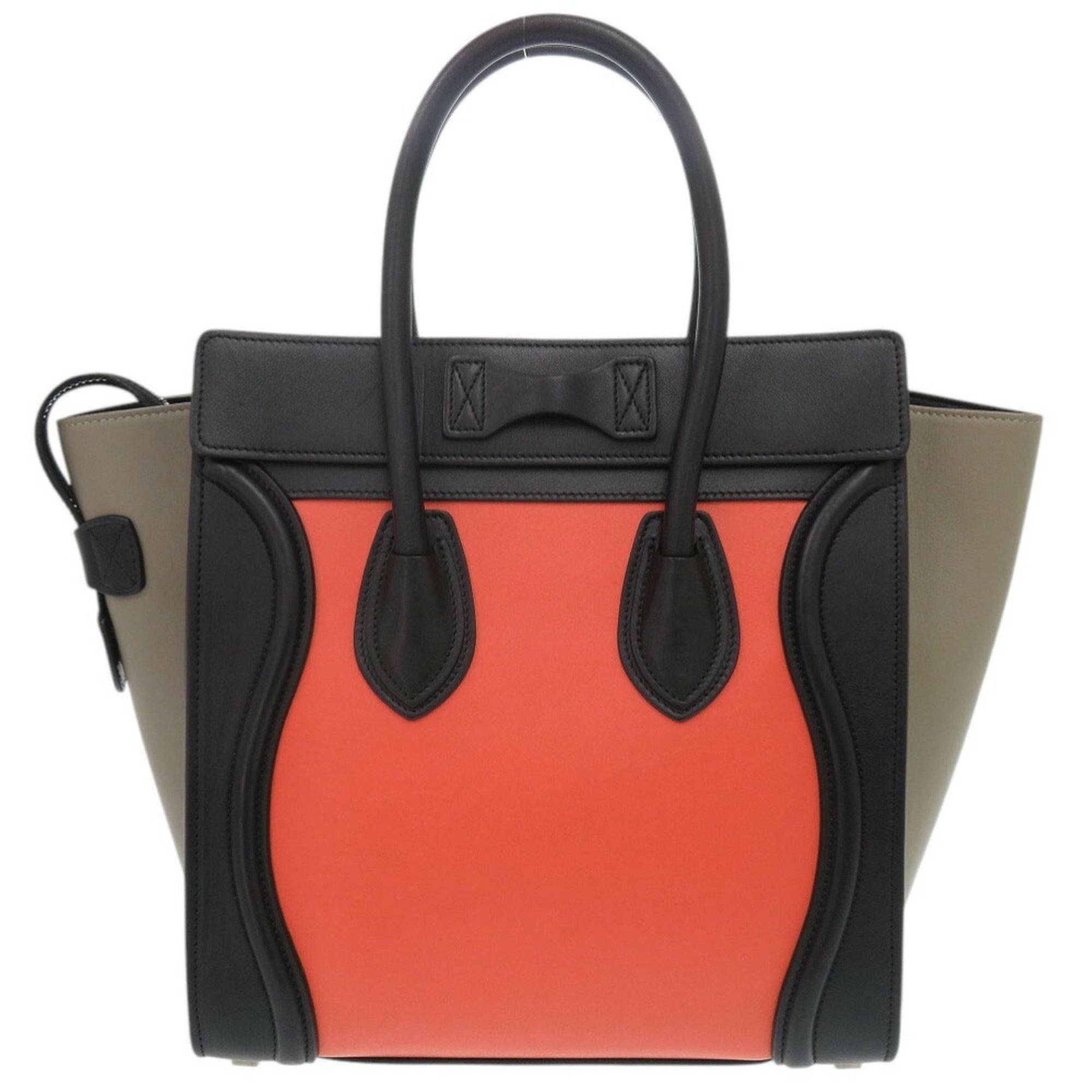 Celine Beige Black Orange Leather Handbag