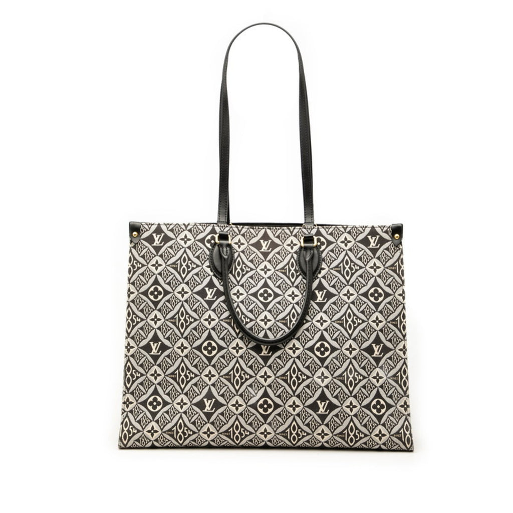 Louis Vuitton Black White Canvas Leather Handbag Tote Bag