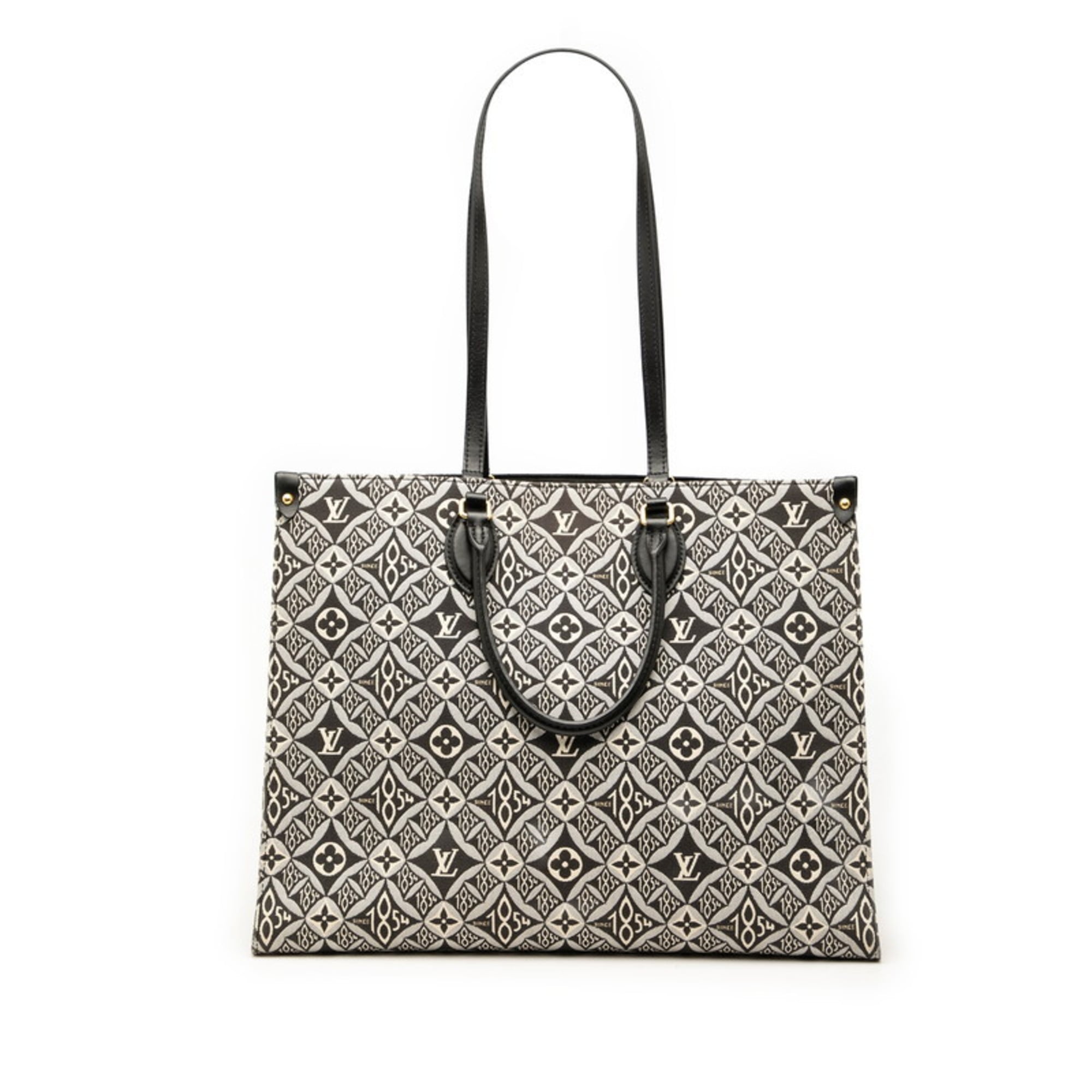 Louis Vuitton Black White Canvas Leather Handbag Tote Bag