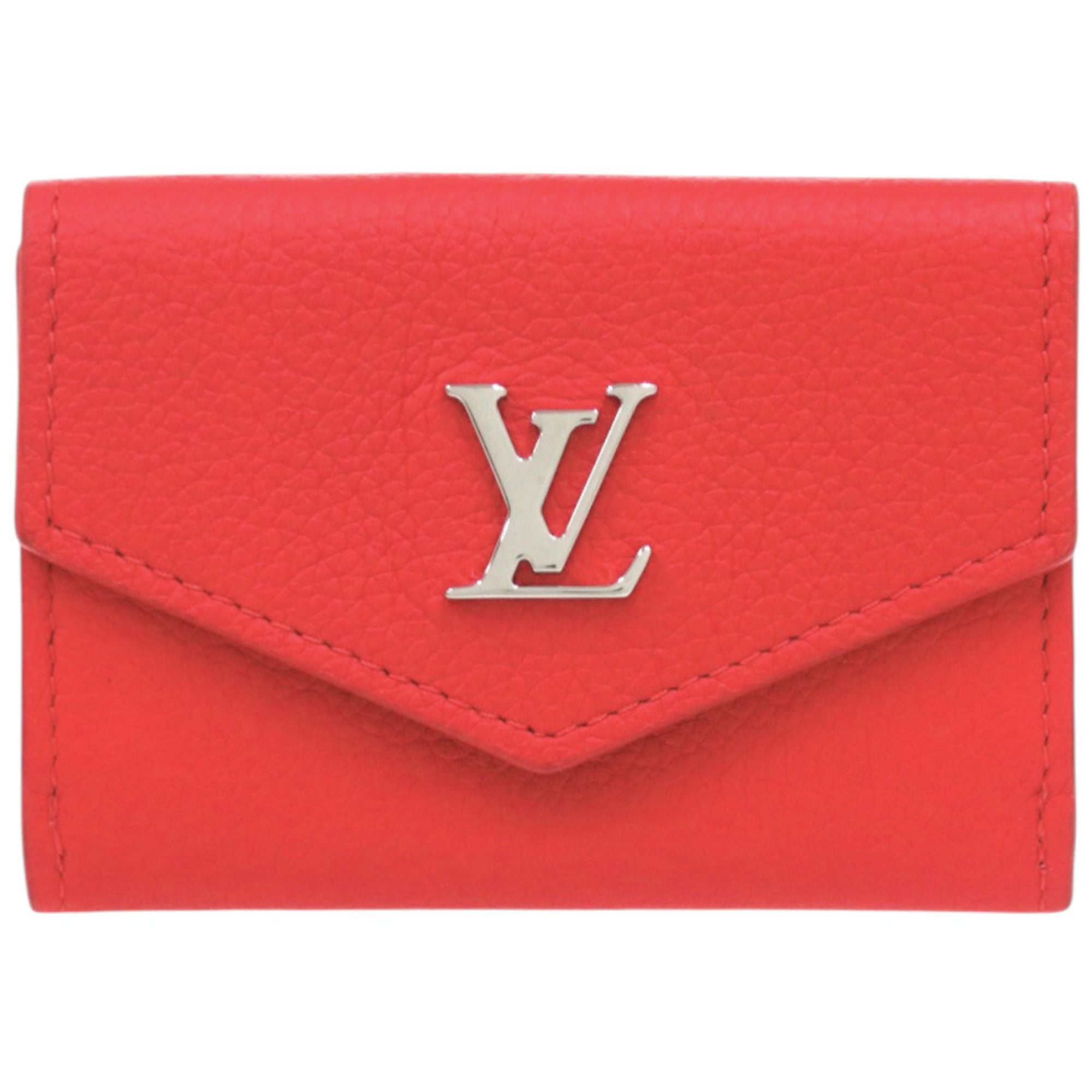 Louis Vuitton Red Color Leather Wallet (Tri-Fold)