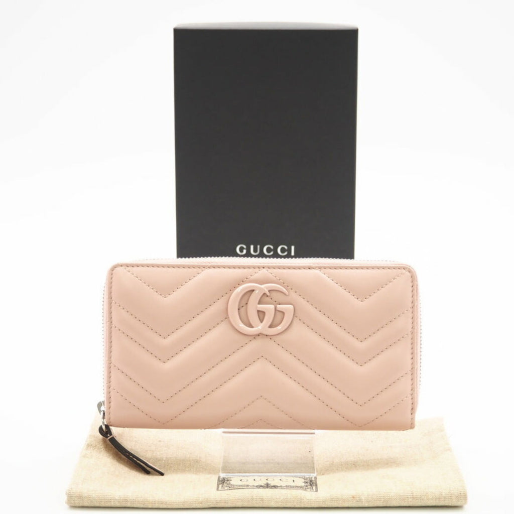 Gucci Pink Leather Long Wallet (Bi-Fold) (Pre-Owned)