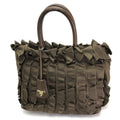 Prada Brown Nylon Canvas Leather Handbag Tote Bag