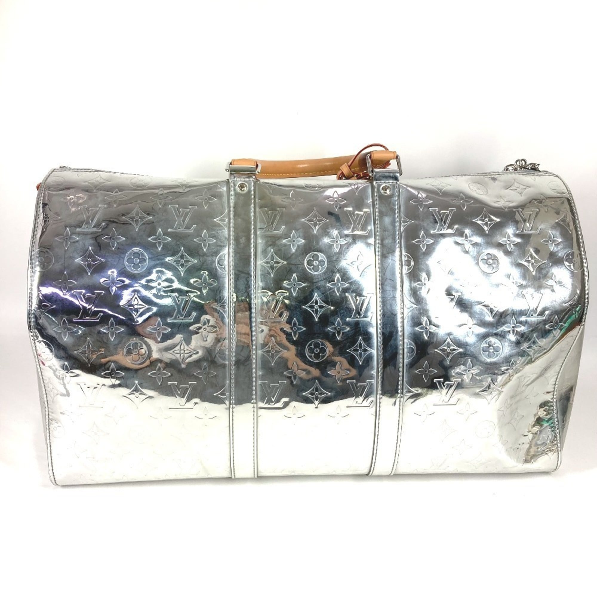 Louis Vuitton Silver Leather Boston Bag Handbag
