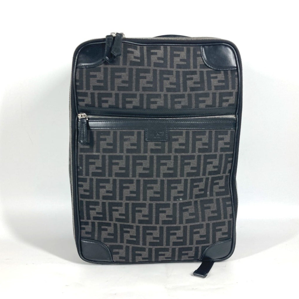Fendi Black Gray Canvas Leather Backpack