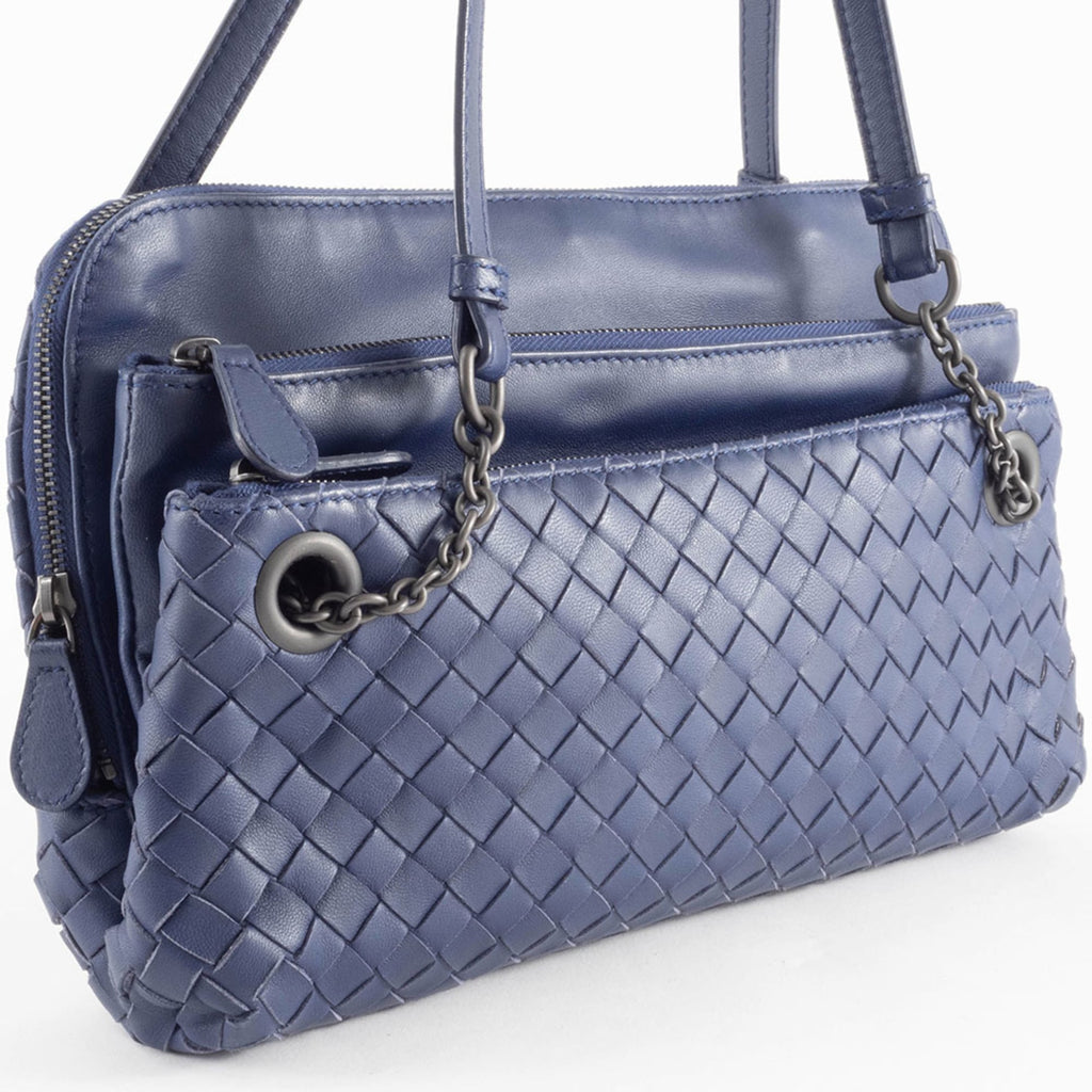 Bottega Veneta Navy Leather Shoulder Bag